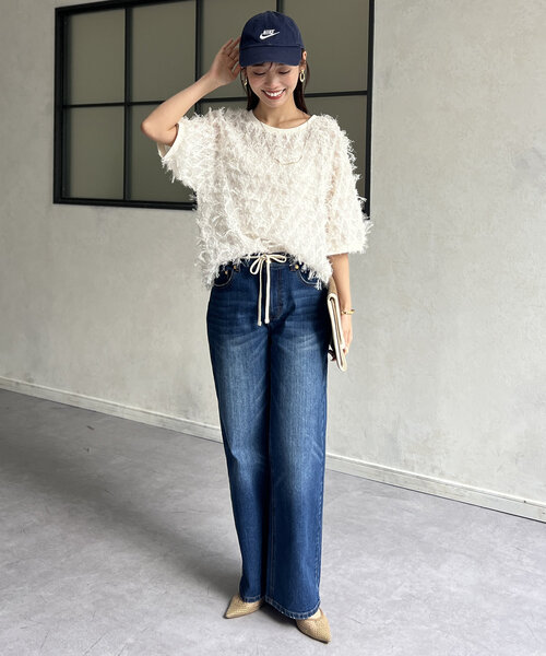 Chez toi(シェトワ)の「シアーフリンジブラウス(シャツ/ブラウス・レディース・ホワイト/ブルー/ブラック・FREE)」の9枚目の写真