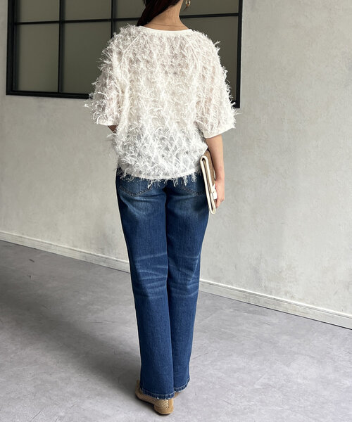 Chez toi(シェトワ)の「シアーフリンジブラウス(シャツ/ブラウス・レディース・ホワイト/ブルー/ブラック・FREE)」の6枚目の写真