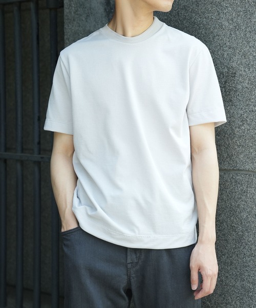 MEN'S BIGI（メンズビギ）の「ドットメッシュジャージTシャツ＜吸水速乾/通気性＞（Tシャツ/カットソー・メンズ・ネイビー/グレー/ブルー・02/03/04）」の4枚目の写真