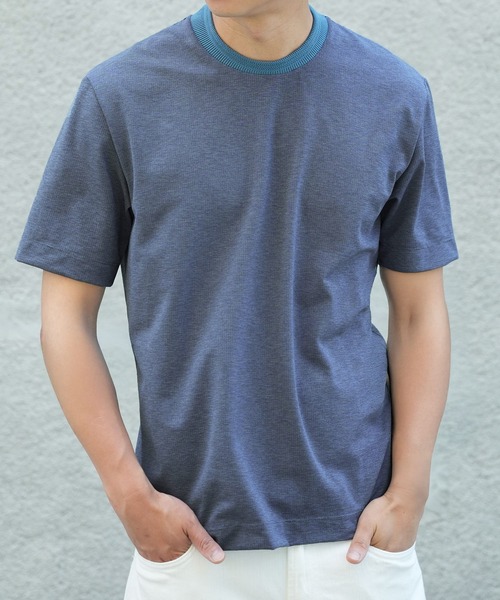 MEN'S BIGI（メンズビギ）の「ドットメッシュジャージTシャツ＜吸水速乾/通気性＞（Tシャツ/カットソー・メンズ・ネイビー/グレー/ブルー・02/03/04）」の5枚目の写真