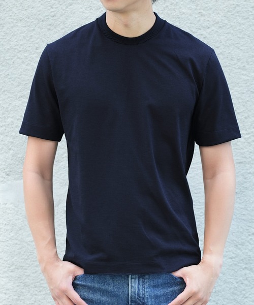 MEN'S BIGI（メンズビギ）の「ドットメッシュジャージTシャツ＜吸水速乾/通気性＞（Tシャツ/カットソー・メンズ・ネイビー/グレー/ブルー・02/03/04）」の6枚目の写真