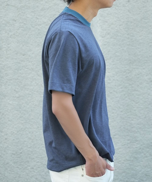MEN'S BIGI（メンズビギ）の「ドットメッシュジャージTシャツ＜吸水速乾/通気性＞（Tシャツ/カットソー・メンズ・ネイビー/グレー/ブルー・02/03/04）」の10枚目の写真