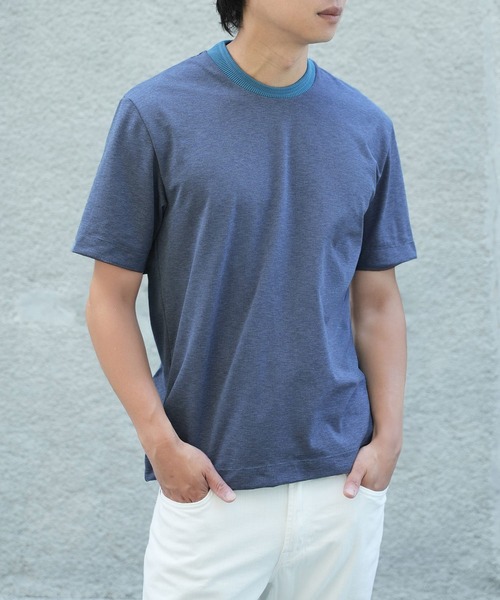 MEN'S BIGI（メンズビギ）の「ドットメッシュジャージTシャツ＜吸水速乾/通気性＞（Tシャツ/カットソー・メンズ・ネイビー/グレー/ブルー・02/03/04）」の9枚目の写真