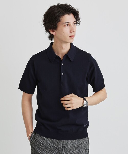 TAKEO KIKUCHI（タケオキクチ）の「テーラードニット ポロシャツ（ポロシャツ・メンズ・ブルー/ライトグレー/ネイビー・02/03/04）」の3枚目の写真