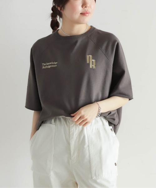 NOMBRE IMPAIR(ノンブルアンペール)の「ミニ裏毛 NR刺繍5分袖P/O(Tシャツ/カットソー・レディース・チャコールグレー/キナリ・FREE)」の1枚目の写真