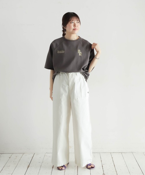 NOMBRE IMPAIR(ノンブルアンペール)の「ミニ裏毛 NR刺繍5分袖P/O(Tシャツ/カットソー・レディース・チャコールグレー/キナリ・FREE)」の13枚目の写真