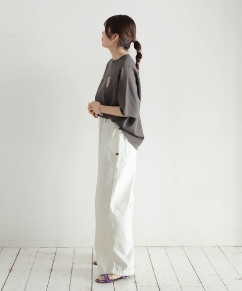 NOMBRE IMPAIR(ノンブルアンペール)の「ミニ裏毛 NR刺繍5分袖P/O(Tシャツ/カットソー・レディース・チャコールグレー/キナリ・FREE)」の18枚目の写真