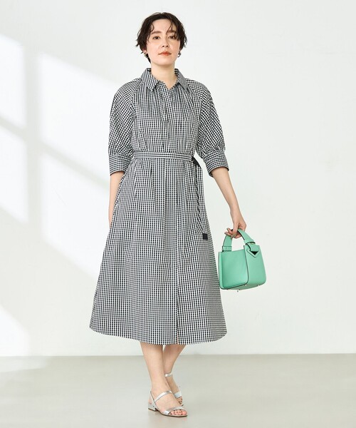 NOLLEY’S(ノーリーズ)の「ウォッシャブル高密度ストレッチシャツワンピース(シャツワンピース・レディース・ネイビー/ブラック系その他・36/38)」の2枚目の写真