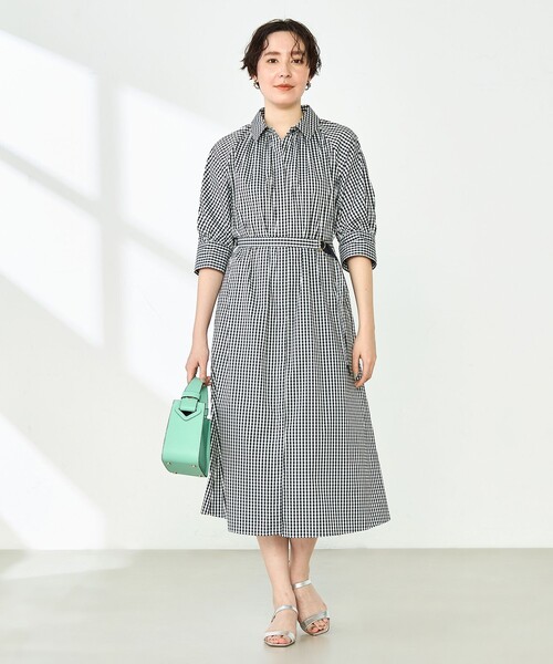 セール】ウォッシャブル高密度ストレッチシャツワンピース