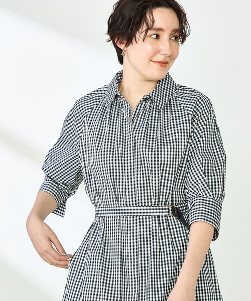 NOLLEY’S(ノーリーズ)の「ウォッシャブル高密度ストレッチシャツワンピース(シャツワンピース・レディース・ネイビー/ブラック系その他・36/38)」の9枚目の写真