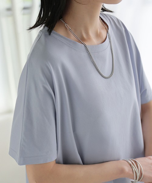 HUG.U(ハグユー)の「ひんやり タックTシャツ(Tシャツ/カットソー・レディース・ホワイト/オレンジ/オリーブ/ブラック/ライラック・FREE)」の21枚目の写真