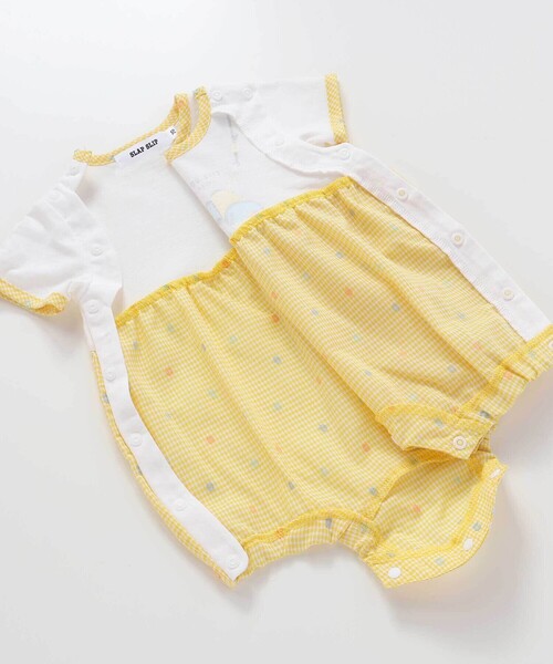 SLAP SLIP BABY(スラップスリップベビー)の「トロンプルイユプリントチェックドットロンパースベビー(60~80cm)(ロンパース・キッズ・ブルー系その他/イエロー系その他・80cm/60cm/70cm)」の9枚目の写真
