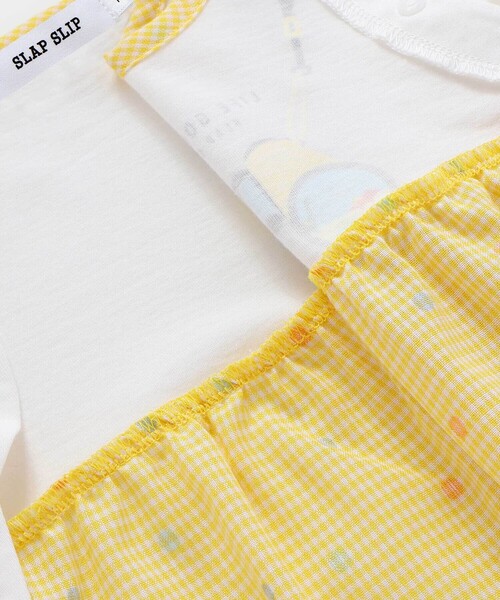 SLAP SLIP BABY(スラップスリップベビー)の「トロンプルイユプリントチェックドットロンパースベビー(60~80cm)(ロンパース・キッズ・ブルー系その他/イエロー系その他・80cm/60cm/70cm)」の10枚目の写真