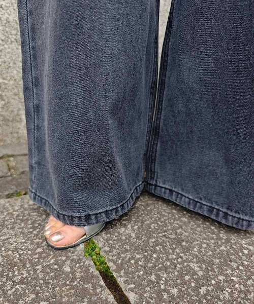 レイヤードデニムワイドパンツ（デニムパンツ）｜esutoreja