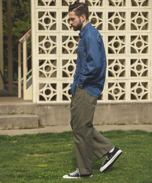 MR.OLIVE（ミスターオリーブ）の「GERMAN DUCK / WASHED WIDE STRIGHT PANTS（チノパンツ・メンズ・ブラック/グリーン・SMALL/MEDIUM/LARGE）」の12枚目の写真