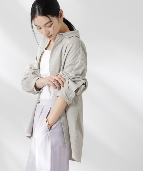 GREYCHORD(グレーコード)の「GREYCHORD/SANDY BIG オーバーサイズロングスリーブシャツ(シャツ/ブラウス・レディース・グレー/オフホワイト/ブルーグレー・1)」の4枚目の写真