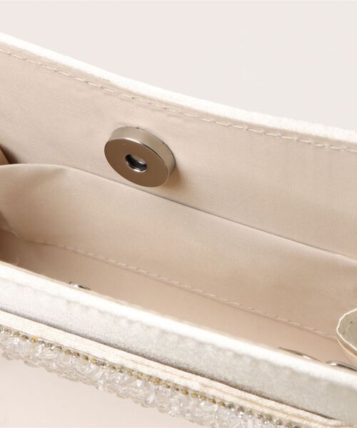 ホワイト ビーズ パーティーバッグ pearl_beads_shell_clutch_purse