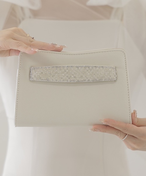 Lace Ladies(レースレディース)の「ビジュー ベルト付き コンパクト スクエア パーティー バッグ(クラッチバッグ・レディース・ブラック/ベージュ/シルバー・FREE)」の12枚目の写真
