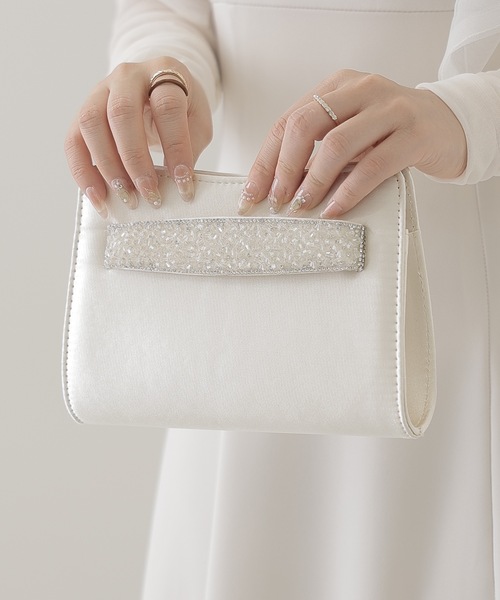 Lace Ladies(レースレディース)の「ビジュー ベルト付き コンパクト スクエア パーティー バッグ(クラッチバッグ・レディース・ブラック/ベージュ/シルバー・FREE)」の13枚目の写真