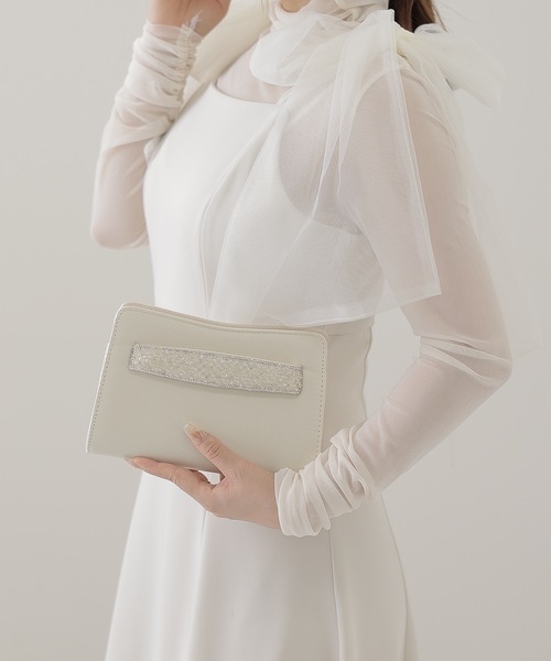 Lace Ladies(レースレディース)の「ビジュー ベルト付き コンパクト スクエア パーティー バッグ(クラッチバッグ・レディース・ブラック/ベージュ/シルバー・FREE)」の15枚目の写真