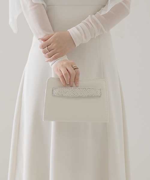 Lace Ladies(レースレディース)の「ビジュー ベルト付き コンパクト スクエア パーティー バッグ(クラッチバッグ・レディース・ブラック/ベージュ/シルバー・FREE)」の16枚目の写真