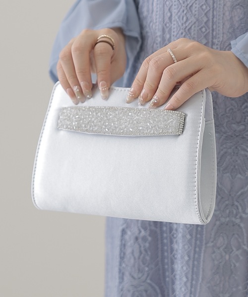 Lace Ladies(レースレディース)の「ビジュー ベルト付き コンパクト スクエア パーティー バッグ(クラッチバッグ・レディース・ブラック/ベージュ/シルバー・FREE)」の21枚目の写真