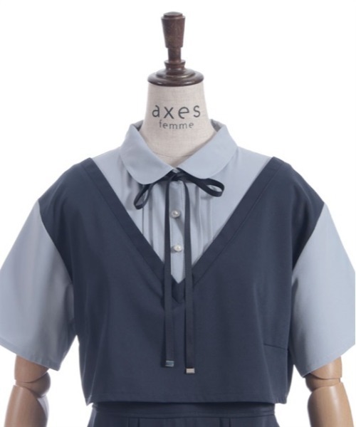 axes femme(アクシーズファム)の「レイヤード風ドッキングワンピース(ワンピース・レディース・ブラック/ベージュ/ネイビー・FREE)」の20枚目の写真