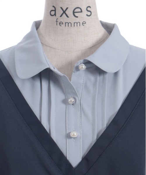 axes femme(アクシーズファム)の「レイヤード風ドッキングワンピース(ワンピース・レディース・ブラック/ベージュ/ネイビー・FREE)」の19枚目の写真
