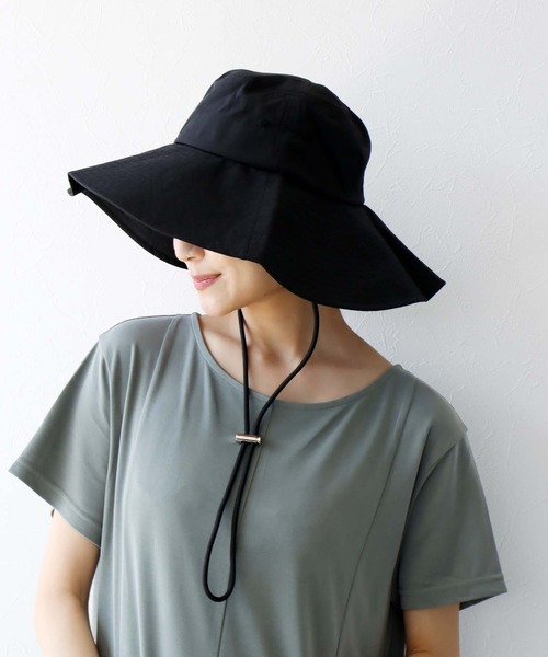 Jines（ジネス）の「つば広サファリハット（ハット・レディース・ベージュ/ブラック・フリー）」の2枚目の写真