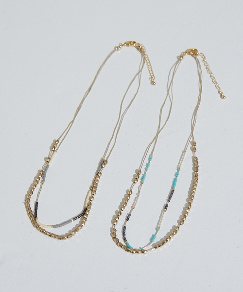 NOMINE（ノミネ）の「2連 ビーズ ネックレス（ネックレス・レディース・サックスブルー/グレー・フリー）」の3枚目の写真