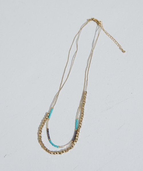 NOMINE（ノミネ）の「2連 ビーズ ネックレス（ネックレス・レディース・サックスブルー/グレー・フリー）」の4枚目の写真