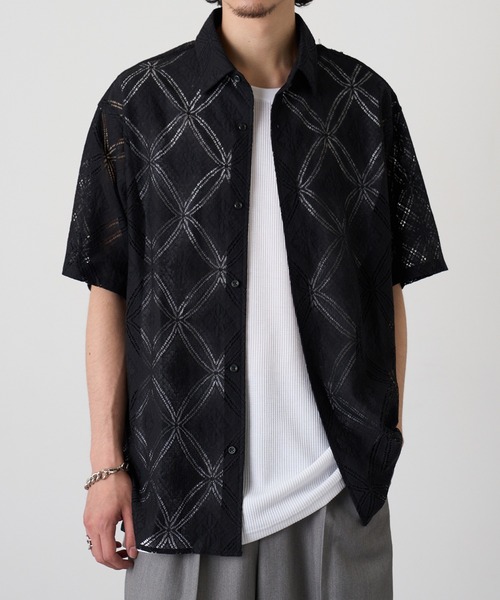 HAUS(ハウス)の「【HAUS】透かし柄HSシャツ 515046 WINS(シャツ/ブラウス・メンズ・ネイビー/ブラック/オフホワイト・M/L)」の2枚目の写真