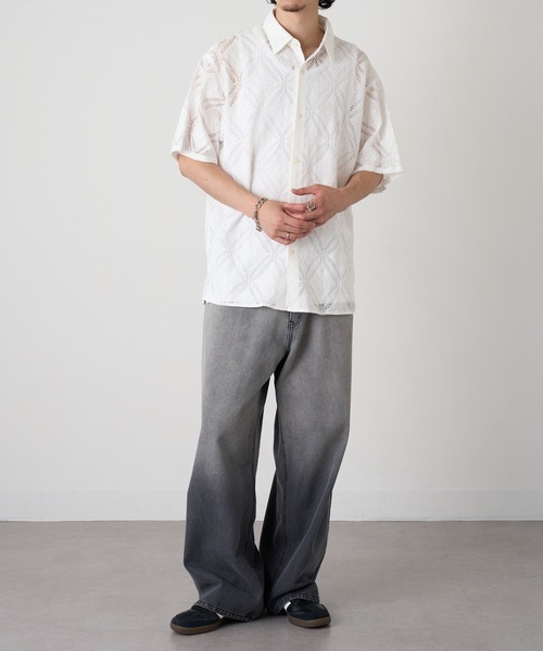 HAUS(ハウス)の「【HAUS】透かし柄HSシャツ 515046 WINS(シャツ/ブラウス・メンズ・ネイビー/ブラック/オフホワイト・M/L)」の9枚目の写真