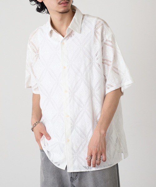 HAUS(ハウス)の「【HAUS】透かし柄HSシャツ 515046 WINS(シャツ/ブラウス・メンズ・ネイビー/ブラック/オフホワイト・M/L)」の5枚目の写真