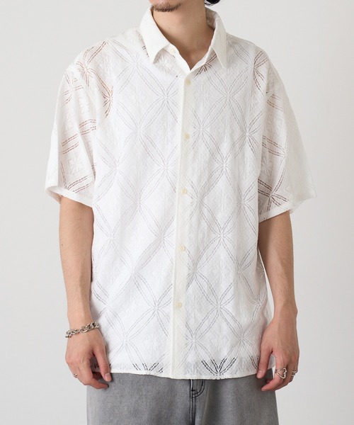 HAUS(ハウス)の「【HAUS】透かし柄HSシャツ 515046 WINS(シャツ/ブラウス・メンズ・ネイビー/ブラック/オフホワイト・M/L)」の4枚目の写真