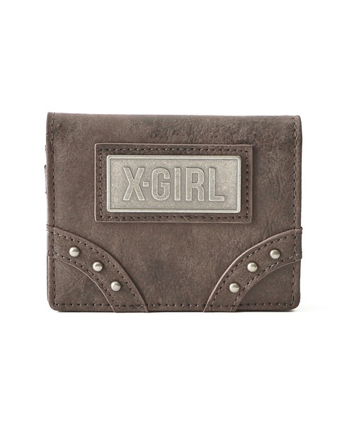 X-girl（エックスガール）の「METAL LABEL FAUX LEATHER MINI