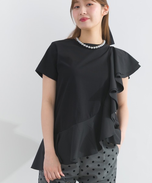 裾フリルアシンメトリーカットソー（Tシャツ/カットソー