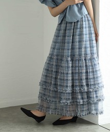 Sawa a la mode | チェック柄チュールフリルティアードスカート(スカート)