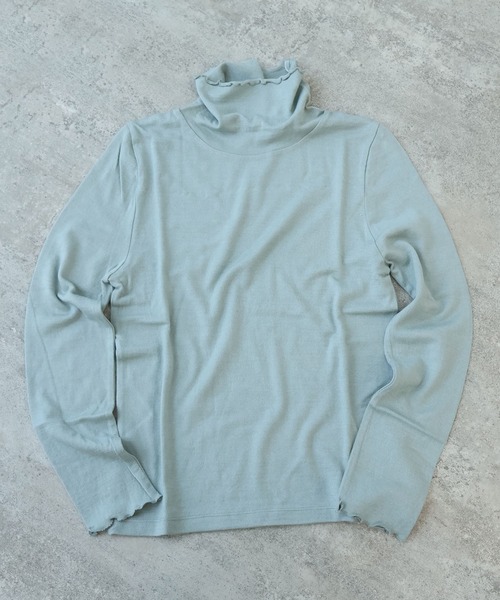 bulle de savon（ビュルデサボン）の「△ウール/シルク 製品染め タートルプルオーバー（Tシャツ/カットソー・レディース・オレンジ/ブラウン/ピンク/グリーン/カーキ/ブルー・FREE）」の4枚目の写真