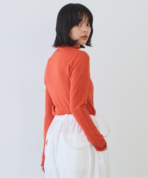 bulle de savon（ビュルデサボン）の「△ウール/シルク 製品染め タートルプルオーバー（Tシャツ/カットソー・レディース・オレンジ/ブラウン/ピンク/グリーン/カーキ/ブルー・FREE）」の12枚目の写真