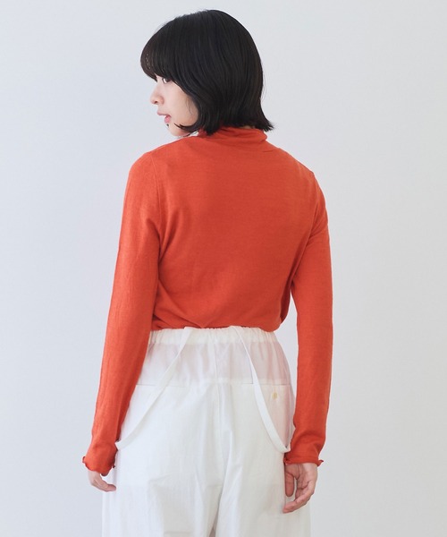 bulle de savon（ビュルデサボン）の「△ウール/シルク 製品染め タートルプルオーバー（Tシャツ/カットソー・レディース・オレンジ/ブラウン/ピンク/グリーン/カーキ/ブルー・FREE）」の13枚目の写真