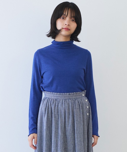 bulle de savon（ビュルデサボン）の「△ウール/シルク 製品染め タートルプルオーバー（Tシャツ/カットソー・レディース・オレンジ/ブラウン/ピンク/グリーン/カーキ/ブルー・FREE）」の10枚目の写真