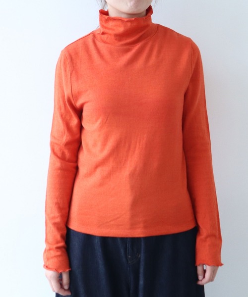 bulle de savon（ビュルデサボン）の「△ウール/シルク 製品染め タートルプルオーバー（Tシャツ/カットソー・レディース・オレンジ/ブラウン/ピンク/グリーン/カーキ/ブルー・FREE）」の19枚目の写真