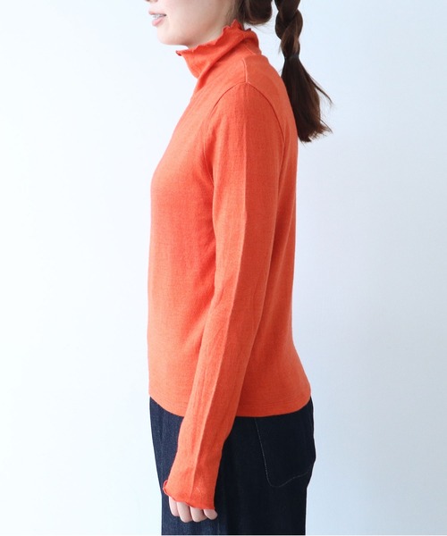 bulle de savon（ビュルデサボン）の「△ウール/シルク 製品染め タートルプルオーバー（Tシャツ/カットソー・レディース・オレンジ/ブラウン/ピンク/グリーン/カーキ/ブルー・FREE）」の20枚目の写真