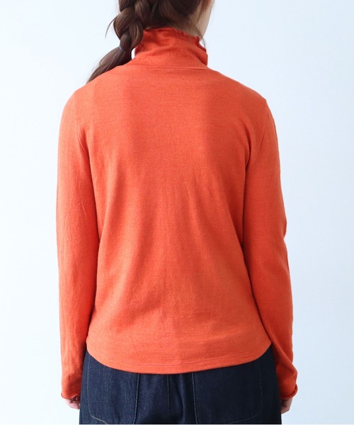 bulle de savon（ビュルデサボン）の「△ウール/シルク 製品染め タートルプルオーバー（Tシャツ/カットソー・レディース・オレンジ/ブラウン/ピンク/グリーン/カーキ/ブルー・FREE）」の21枚目の写真