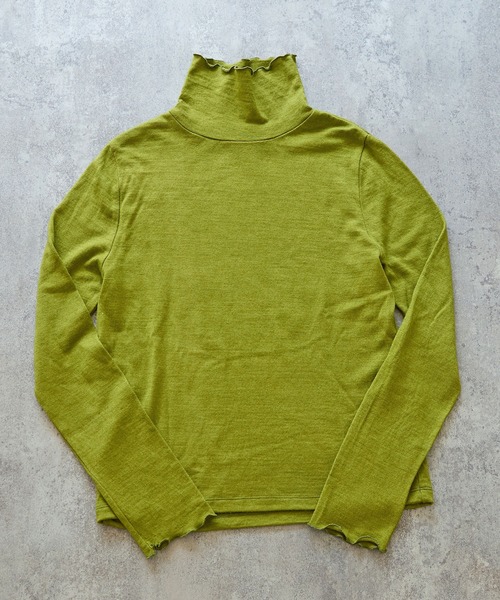 bulle de savon（ビュルデサボン）の「△ウール/シルク 製品染め タートルプルオーバー（Tシャツ/カットソー・レディース・オレンジ/ブラウン/ピンク/グリーン/カーキ/ブルー・FREE）」の14枚目の写真