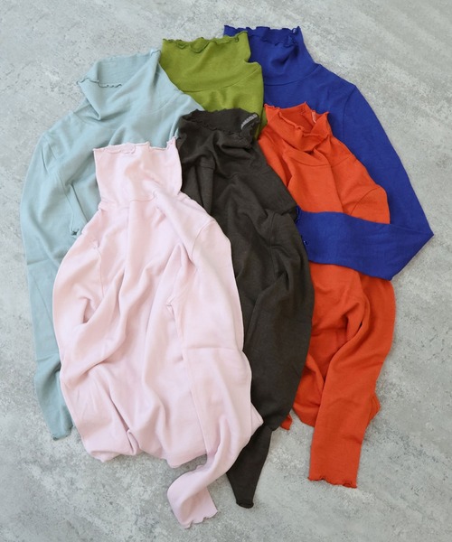 bulle de savon（ビュルデサボン）の「△ウール/シルク 製品染め タートルプルオーバー（Tシャツ/カットソー・レディース・オレンジ/ブラウン/ピンク/グリーン/カーキ/ブルー・FREE）」の7枚目の写真