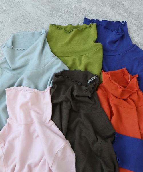 bulle de savon（ビュルデサボン）の「△ウール/シルク 製品染め タートルプルオーバー（Tシャツ/カットソー・レディース・オレンジ/ブラウン/ピンク/グリーン/カーキ/ブルー・FREE）」の18枚目の写真