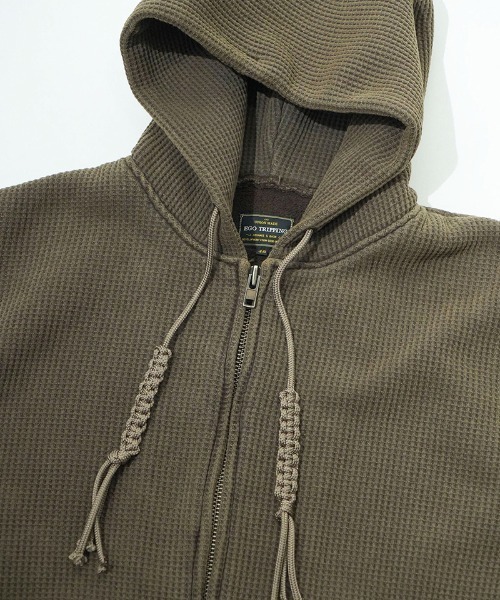 EGO TRIPPING(エゴトリッピング)の「mpa3846-WAFLEX ジップパーカー(パーカー・メンズ・スミクロ/ブラウン/オリーブ系・46/48)」の7枚目の写真