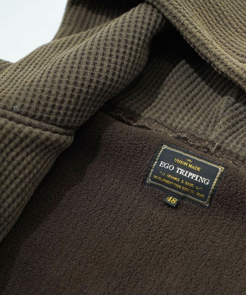 EGO TRIPPING(エゴトリッピング)の「mpa3846-WAFLEX ジップパーカー(パーカー・メンズ・スミクロ/ブラウン/オリーブ系・46/48)」の8枚目の写真